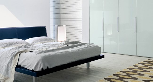 interior design: Swing wardrobe with door in white high-gloss lacquer