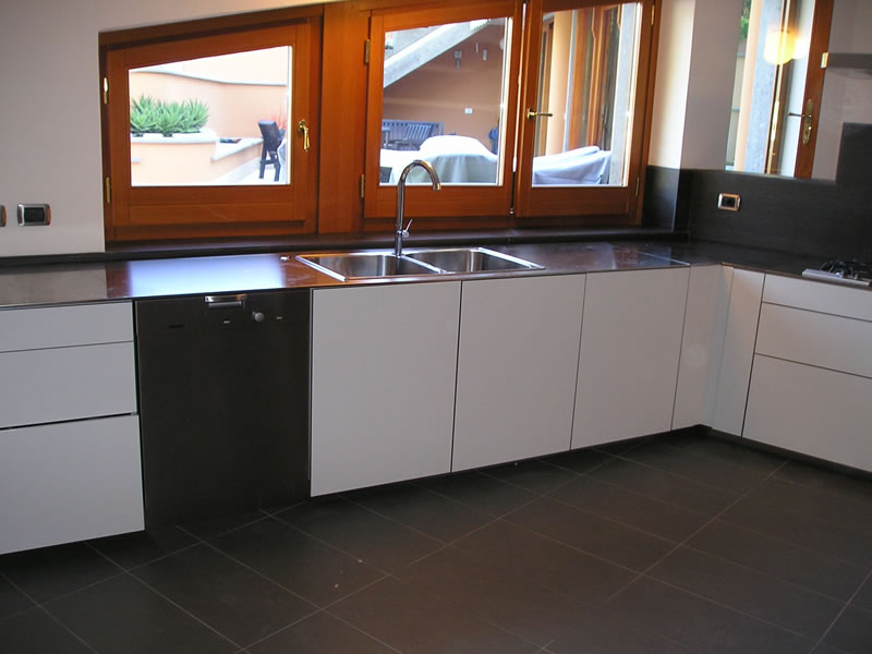 Custom lacquered kitchen cabinets